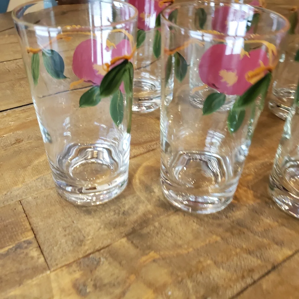 Franciscan Apple Tumbler Set of 6 Six Glasses Vintage Anchor Hocking Glassware - Picture 6 of 11